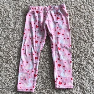 Pink Swan and Heart Print Leggings